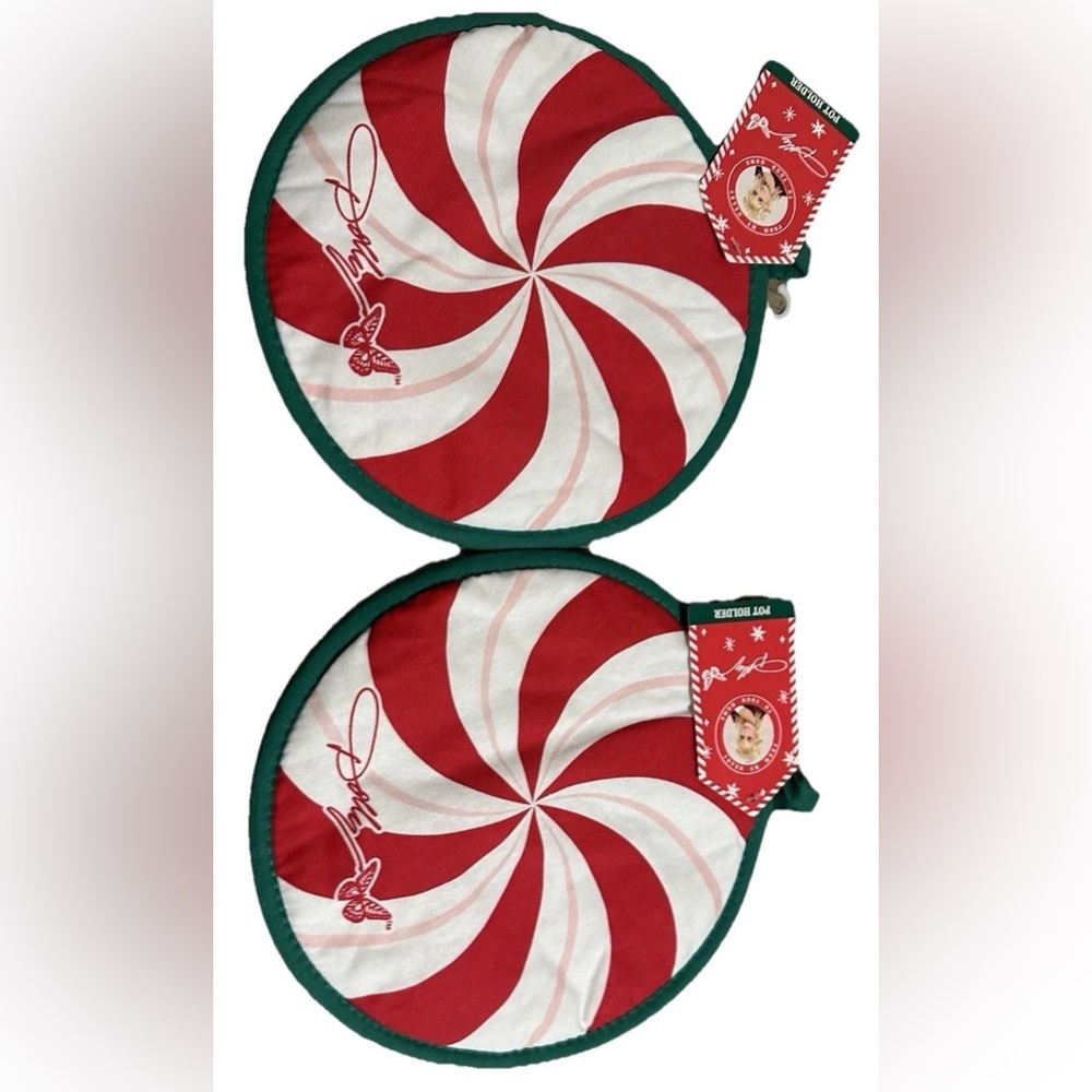 Dolly Parton Christmas Peppermint Themed Pot Holders. Limited Edition